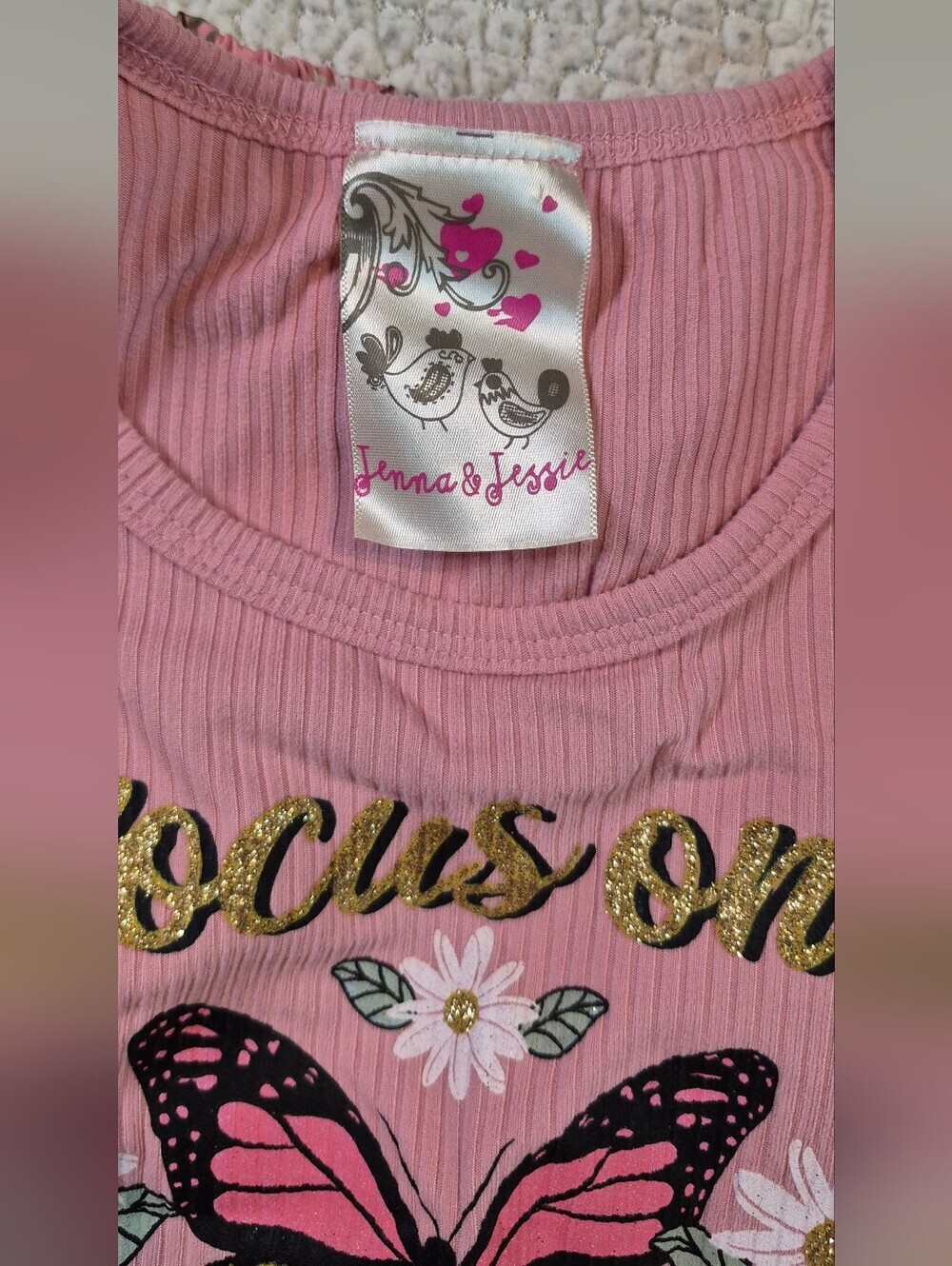 Girls' Pink 'Focus on Kindness' Butterfly Floral Casual Dress - Picture 3 of 4